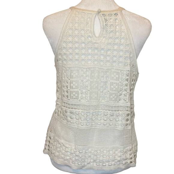 Crocheted Y2K Knit Top White Halter Style Cotton size M - Picture 2 of 6